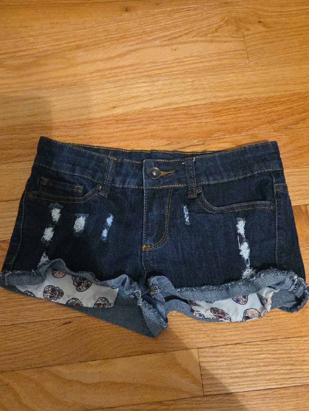 Lovesick Indigo Distressed Cuffed Denim Shorts